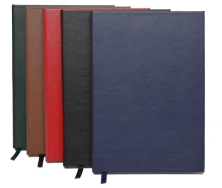 green, blue, red, black and tan bonded leather hardcover journals